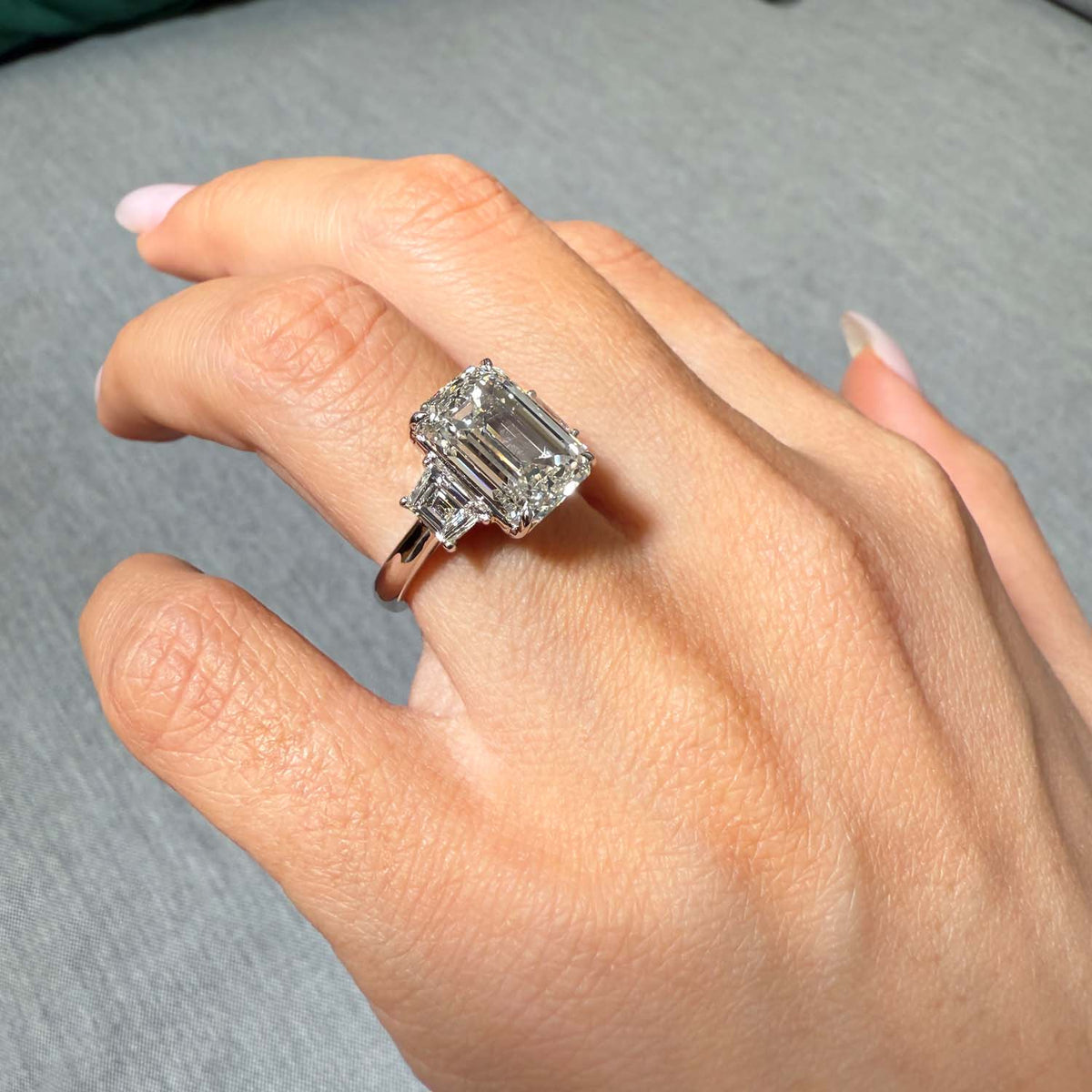 Bezel Emerald Lab Grown Diamond Engagement Ring: 2 CT