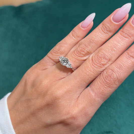 Bezel Emerald Lab Grown Diamond Engagement Ring: 2 CT