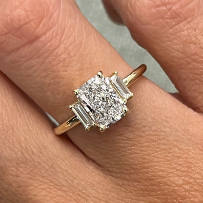 Bezel Emerald Lab Grown Diamond Engagement Ring: 2 CT