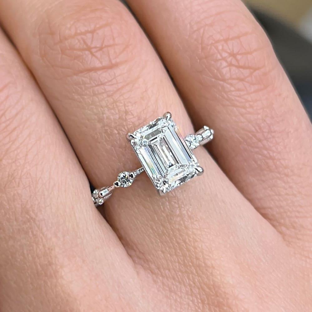 Bezel Emerald Lab Grown Diamond Engagement Ring: 2 CT