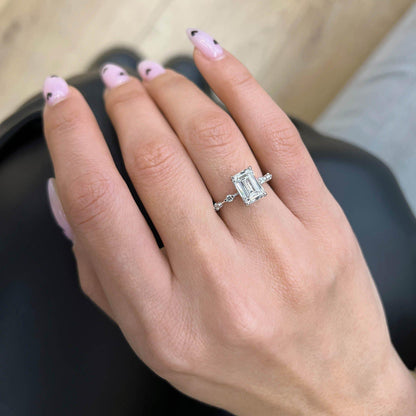 Bezel Emerald Lab Grown Diamond Engagement Ring: 2 CT