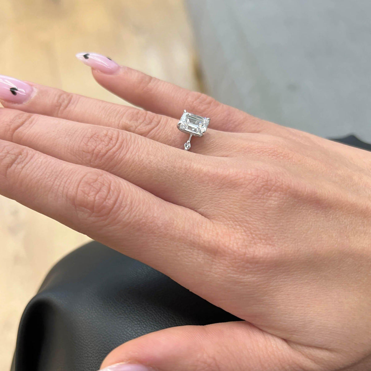 Bezel Emerald Lab Grown Diamond Engagement Ring: 2 CT
