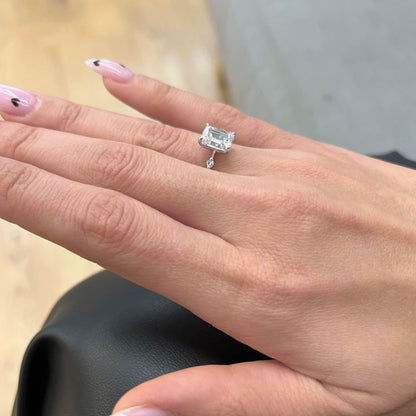 Bezel Emerald Lab Grown Diamond Engagement Ring: 2 CT