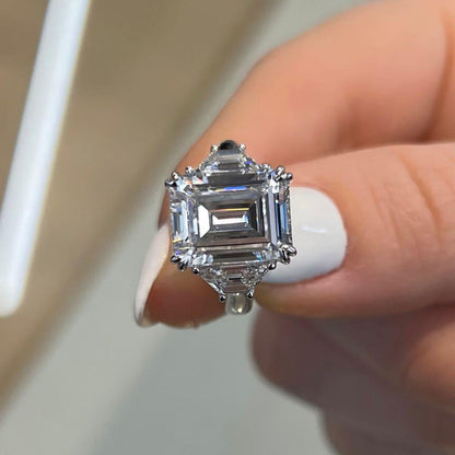 Bezel Emerald Lab Grown Diamond Engagement Ring: 2 CT