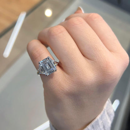 Bezel Emerald Lab Grown Diamond Engagement Ring: 2 CT