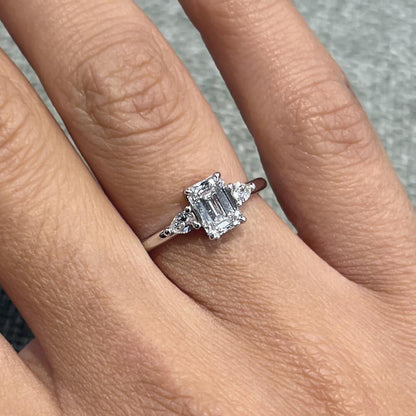 Bezel Emerald Lab Grown Diamond Engagement Ring: 2 CT