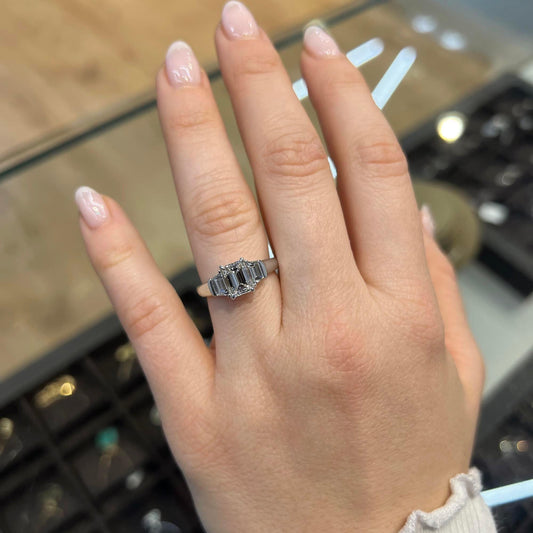 Bezel Emerald Lab Grown Diamond Engagement Ring: 2 CT