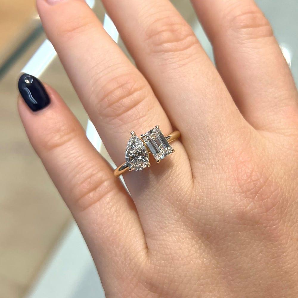 Bezel Emerald Lab Grown Diamond Engagement Ring: 2 CT