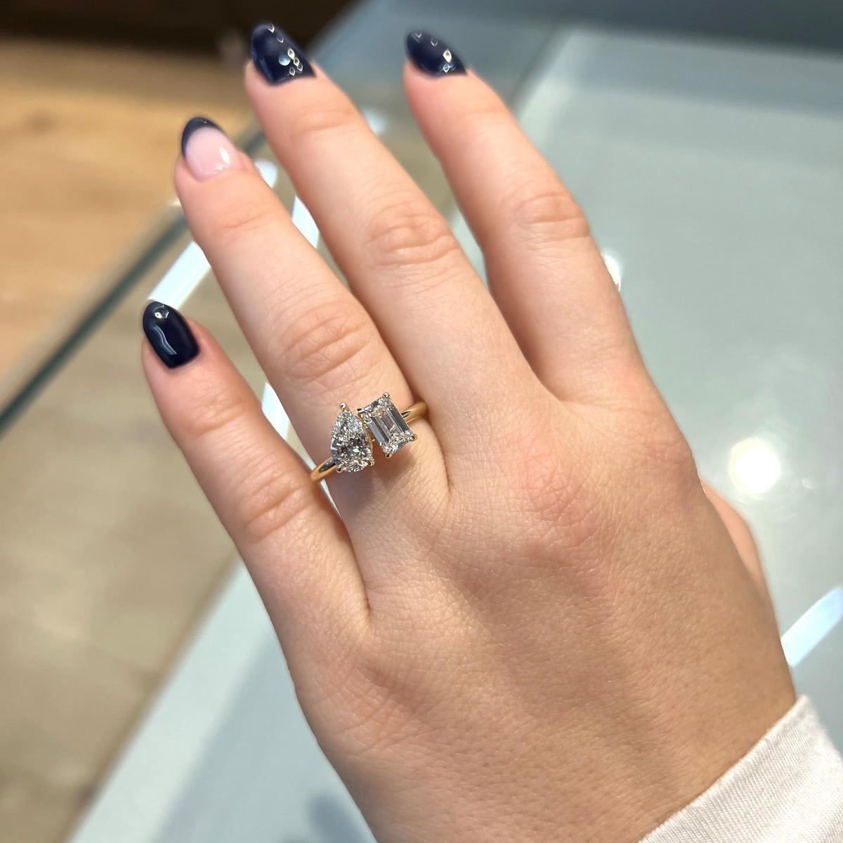 Bezel Emerald Lab Grown Diamond Engagement Ring: 2 CT