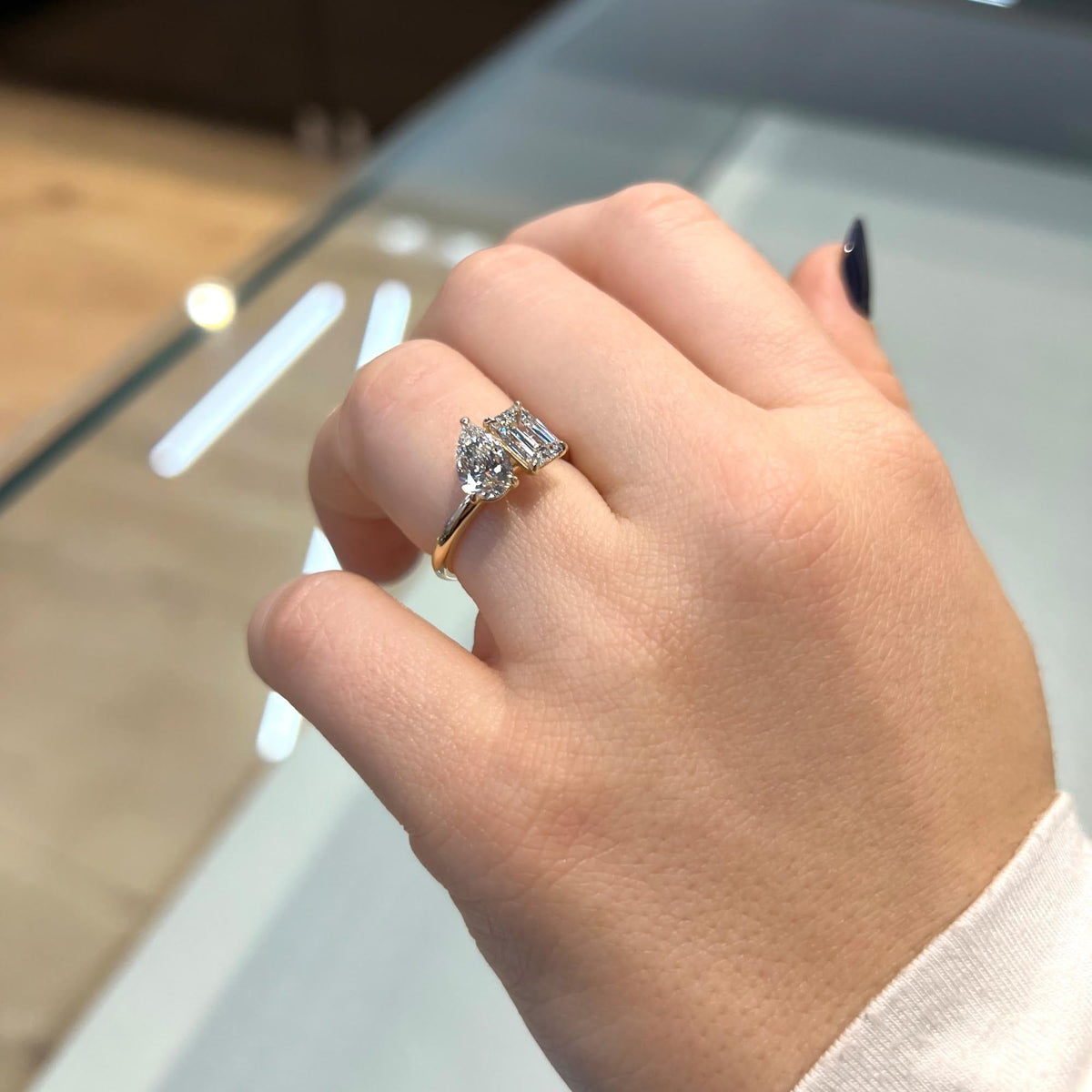 Bezel Emerald Lab Grown Diamond Engagement Ring: 2 CT