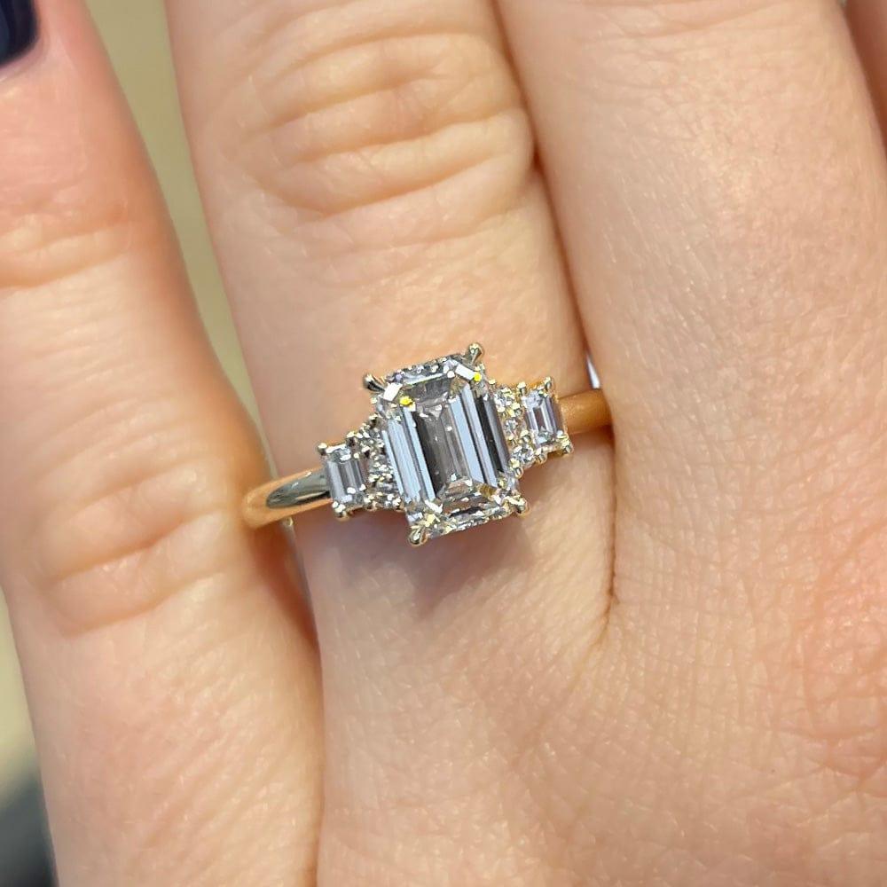 Bezel Emerald Lab Grown Diamond Engagement Ring: 2 CT