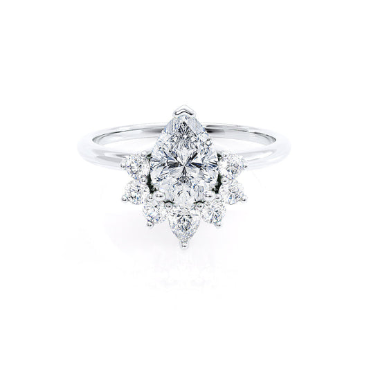 1.5 CT Pear Cut Cluster Style Moissanite Engagement Ring