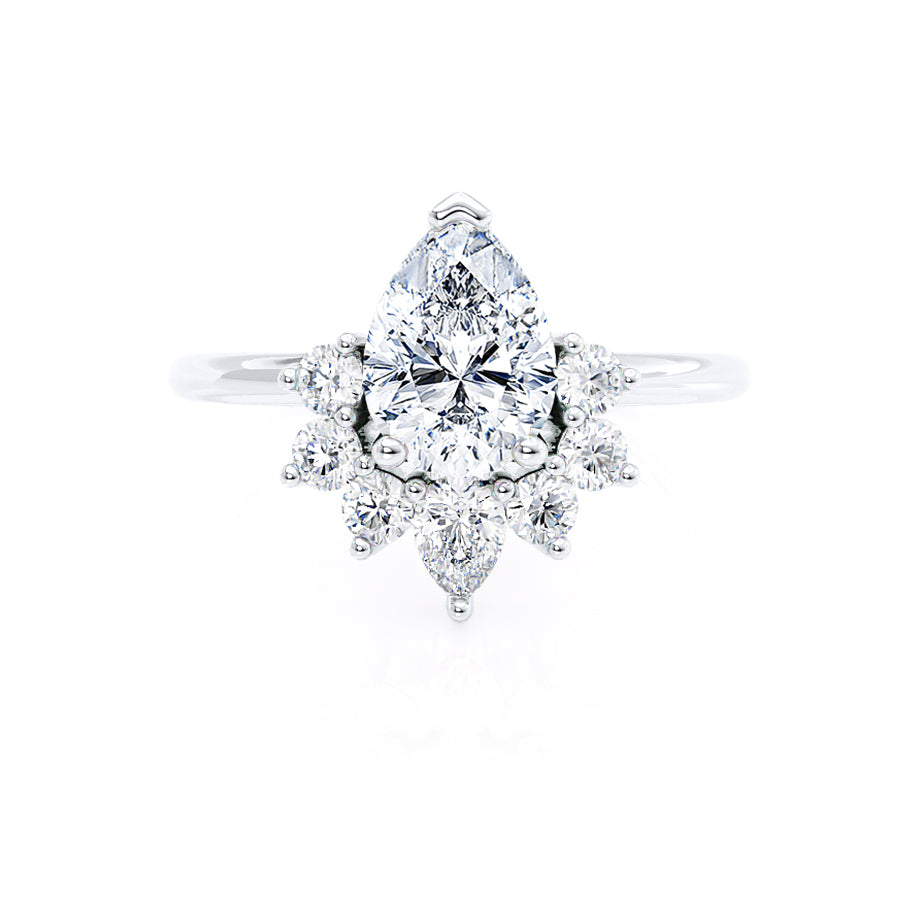 1.20 CT Pear Shaped Moissanite Cluster Style Engagement Ring