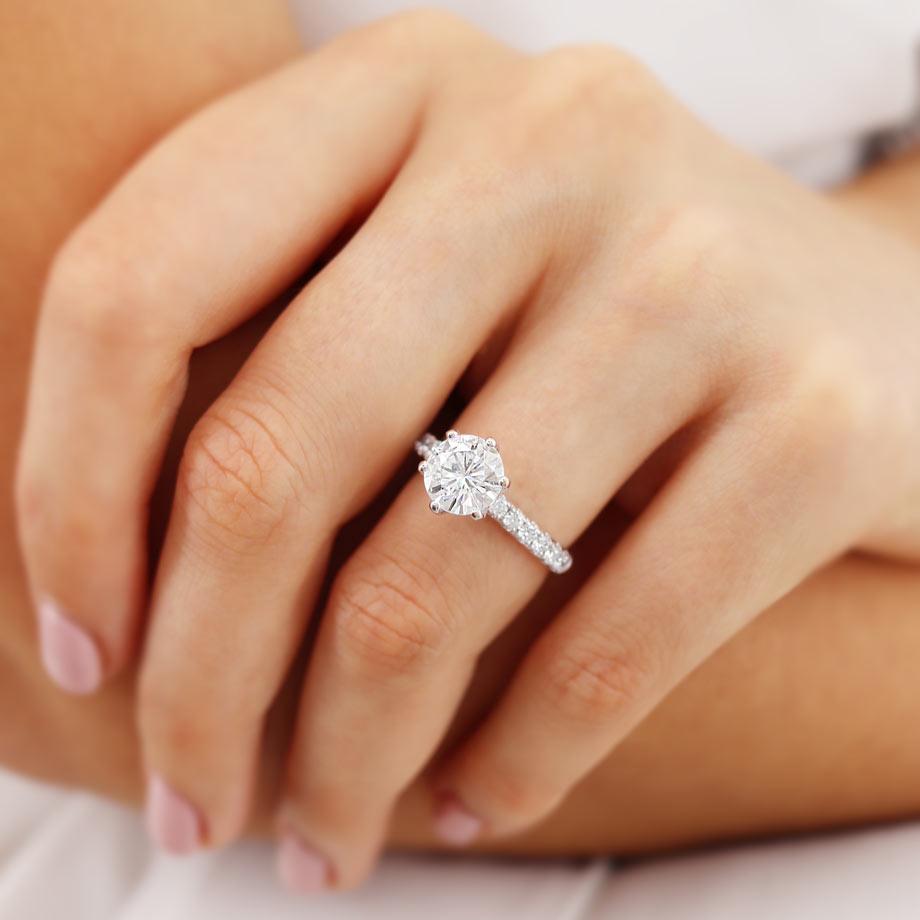 1.90 CT Round Shaped Solitaire Moissanite Engagement Ring