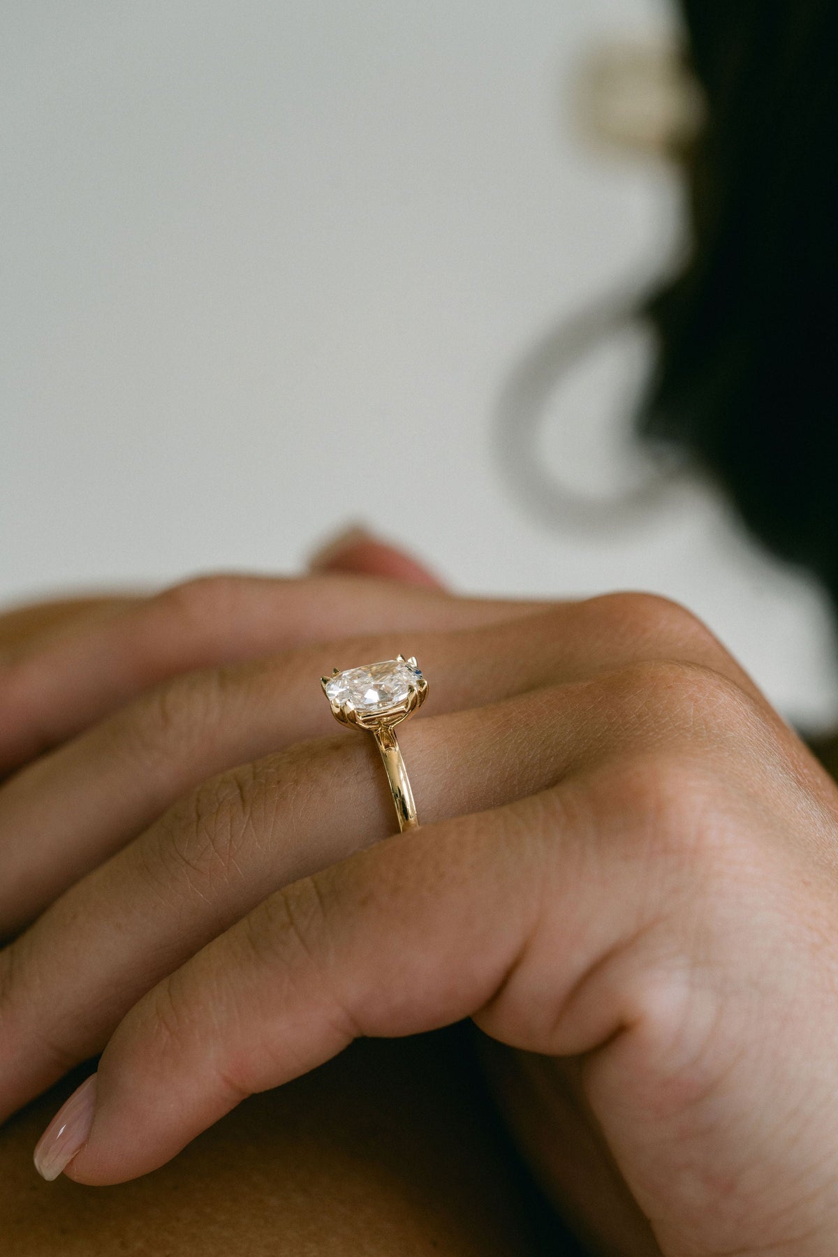 3.0 CT Elongated Cushion Solitaire Lab Grown Diamond Engagement Ringt