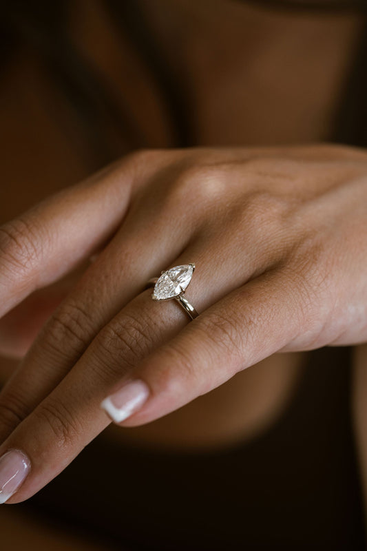 3.0 CT Elongated Cushion Solitaire Lab Grown Diamond Engagement Ringt