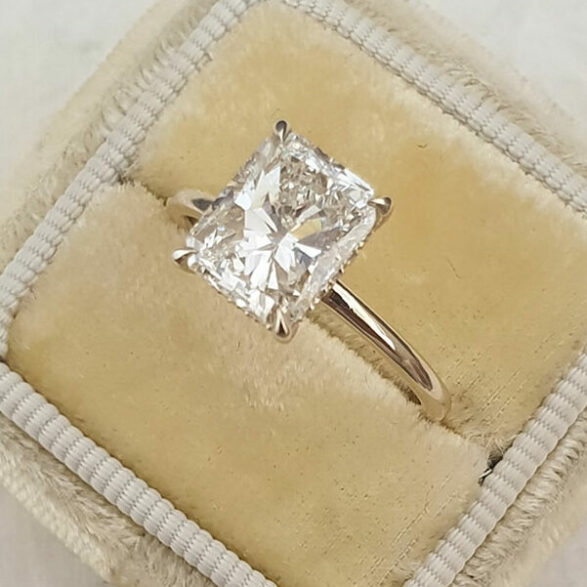 2.1 CT Radiant Cut Solitaire Style Moissanite Engagement Ring