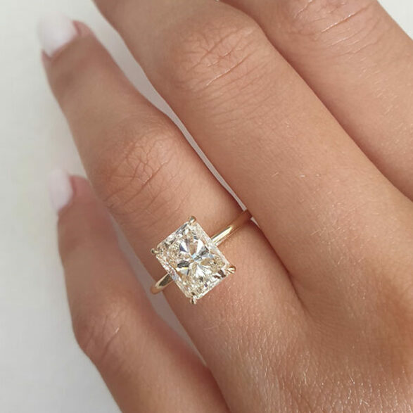 2.1 CT Radiant Cut Solitaire Style Moissanite Engagement Ring