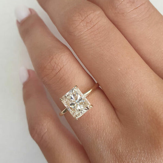 2.1 CT Radiant Cut Solitaire Style Moissanite Engagement Ring
