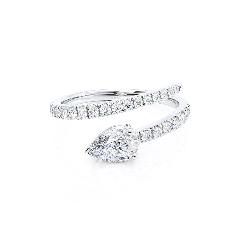 0.94 CT Pear Shaped Moissanite Split Shank Style Wedding Band