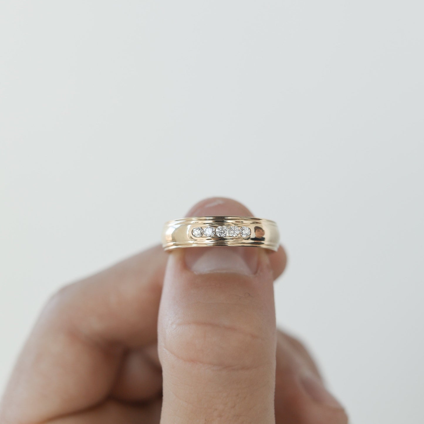 Stone Setting High Polish Finish Men's Band