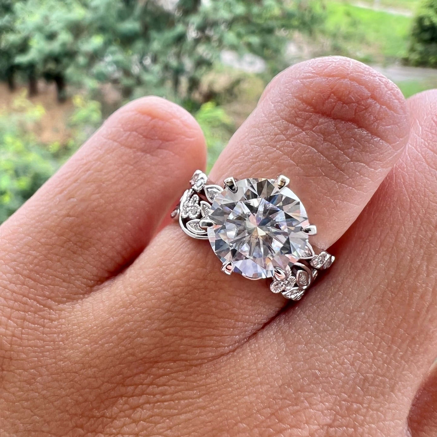 4.11 CT Round Cut Pave Moissanite Engagement Ring