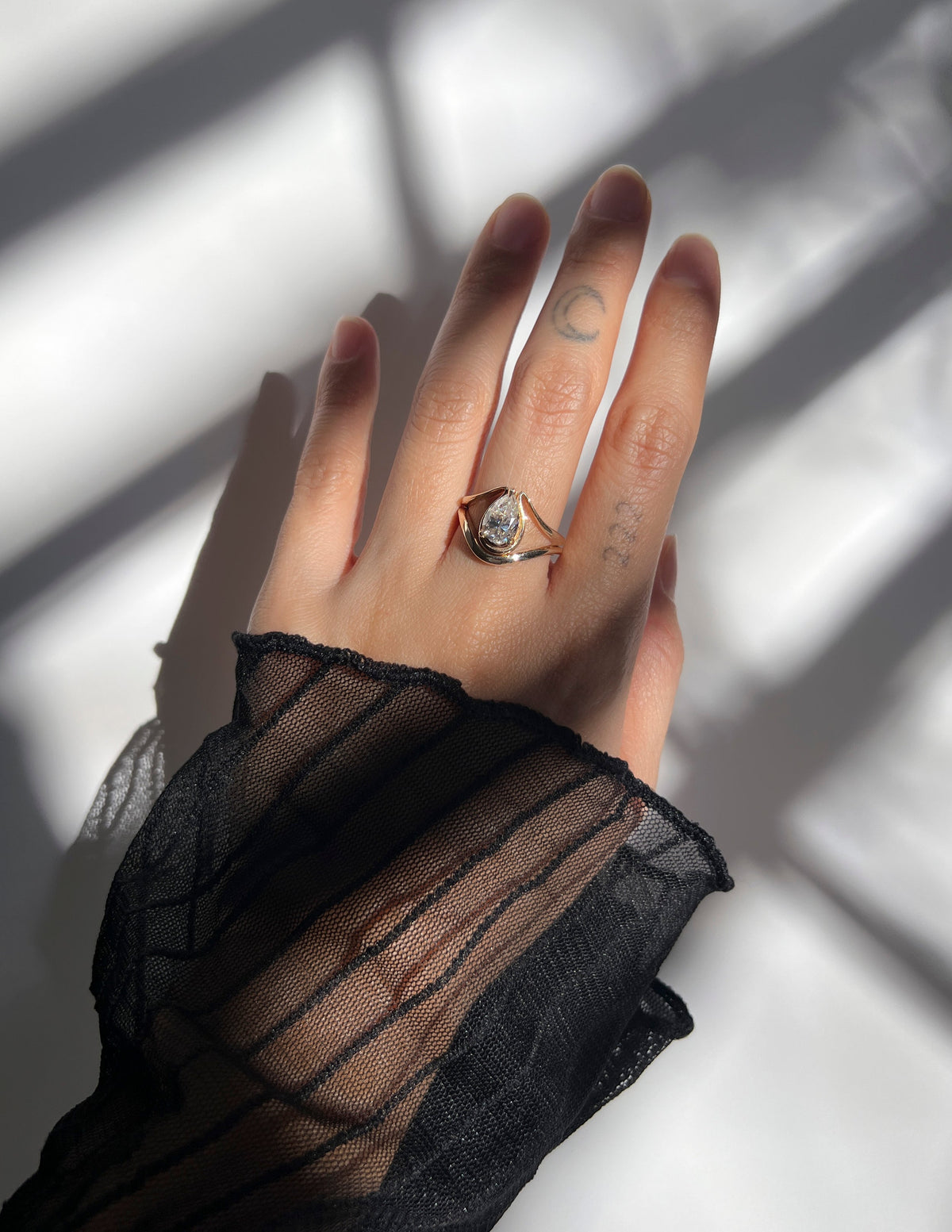 1.5 CT Pear Shaped Lab Grown Diamond Unique Style Engagement Ring