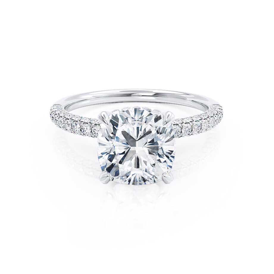 1.70 CT Cushion Shaped Hidden Halo Style Moissanite Engagement Ring