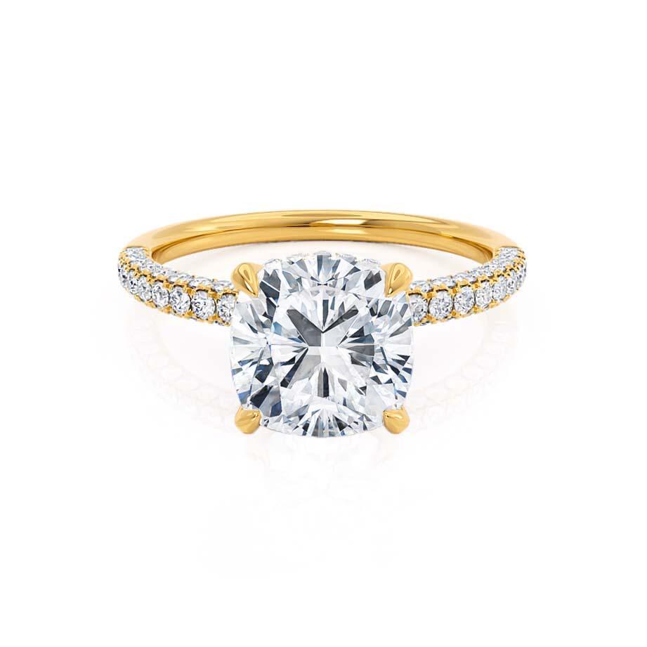 1.30 CT Cushion Shaped Moissanite Hidden Halo Style Engagement Ring