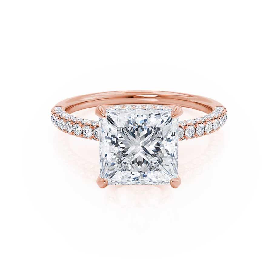 1.20 CT Princess Shaped Moissanite Hidden Halo Style Engagement Ring