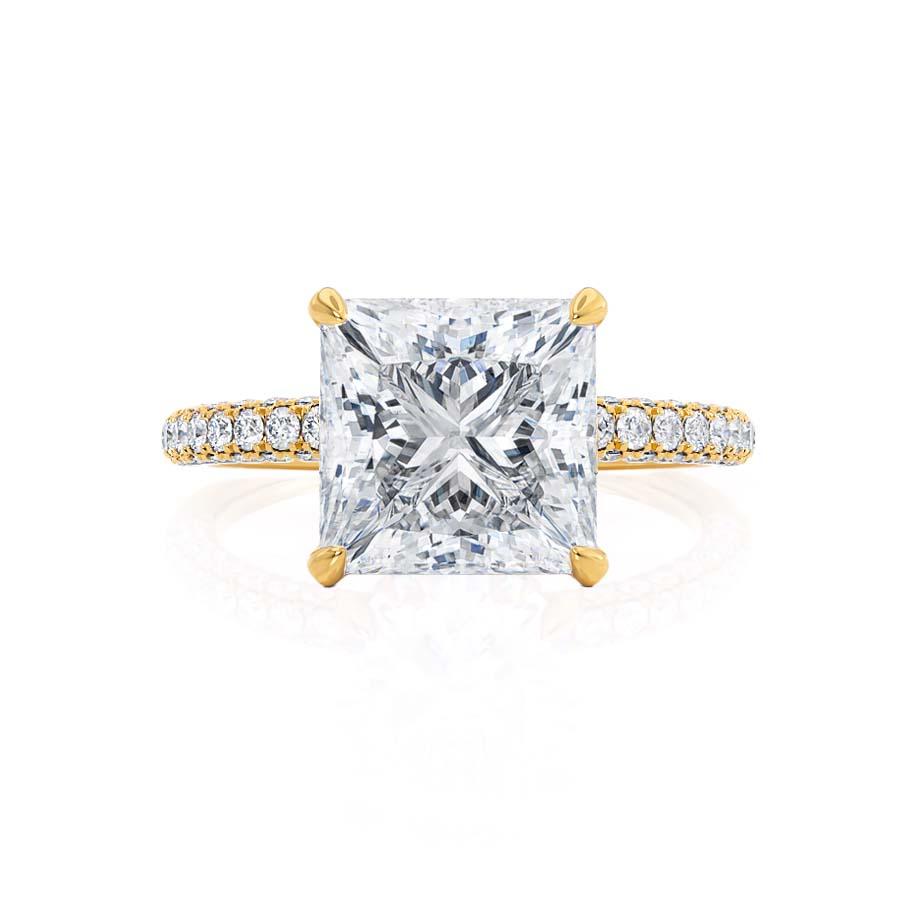 1.50 CT Princess Shaped Moissanite Hidden Halo Style Engagement Ring