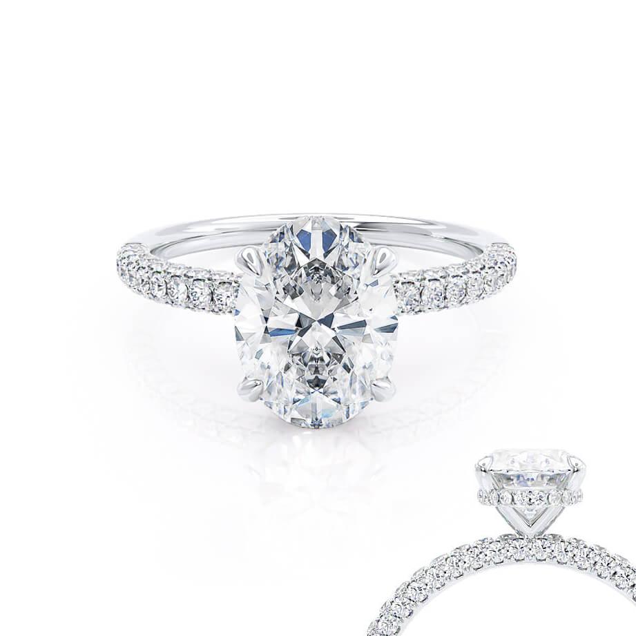 4.20 CT Oval Shaped Moissanite Hidden Halo Engagement Ring