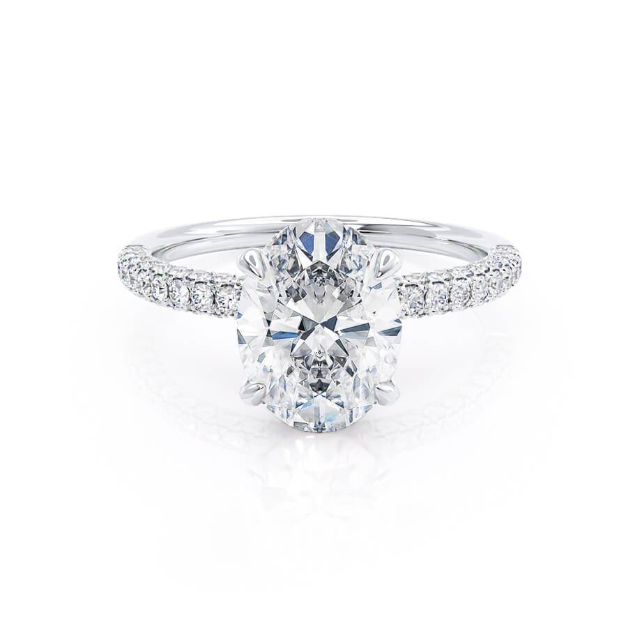 4.20 CT Oval Shaped Moissanite Hidden Halo Engagement Ring