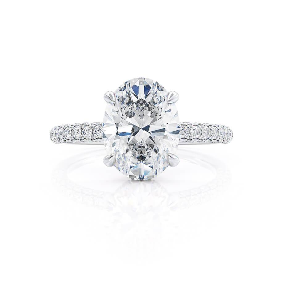 4.20 CT Oval Shaped Moissanite Hidden Halo Engagement Ring