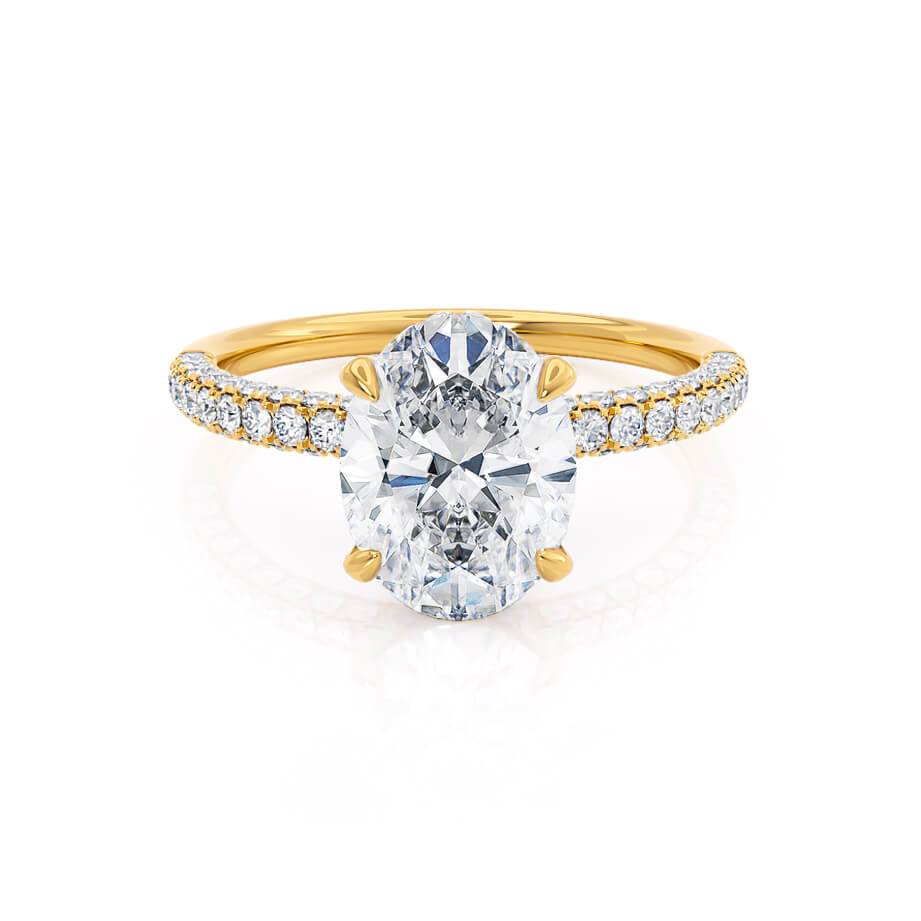 4.20 CT Oval Shaped Moissanite Hidden Halo Style Engagement Ring