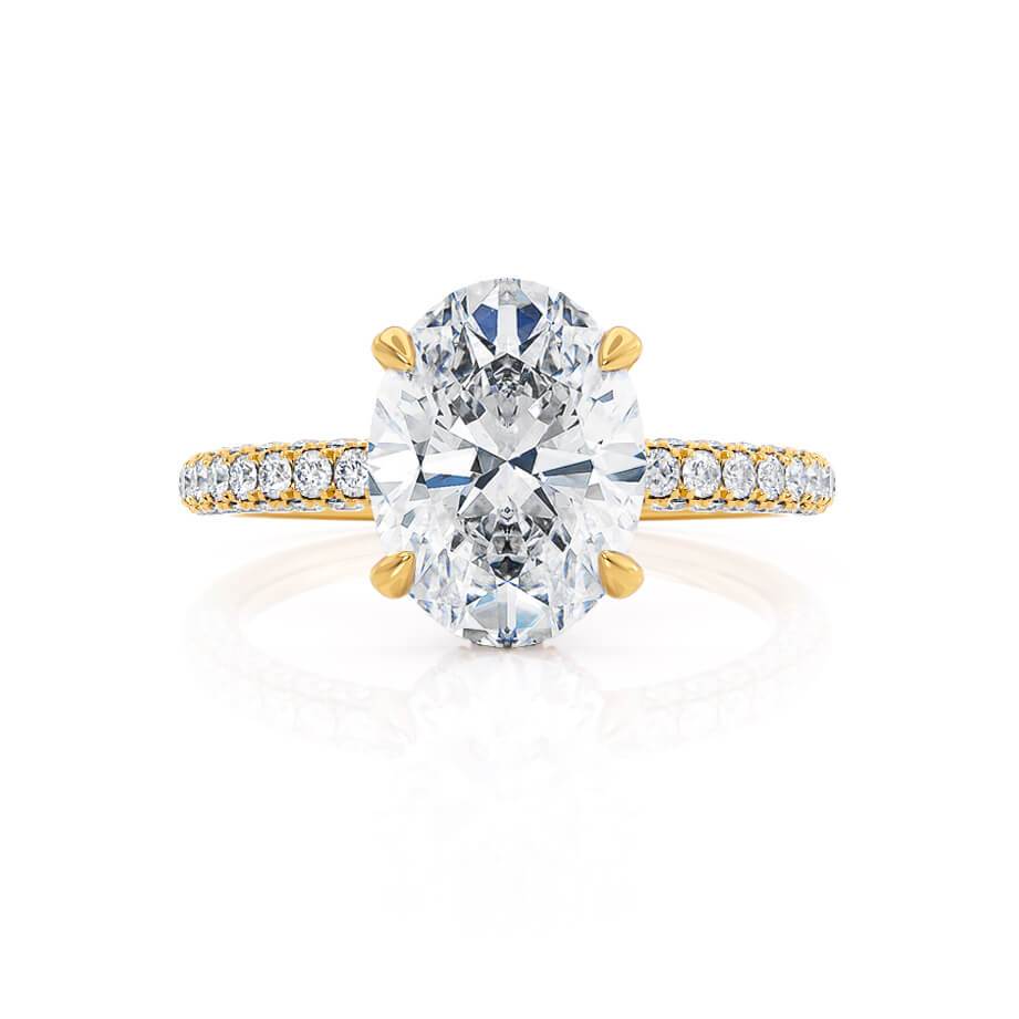 4.20 CT Oval Shaped Moissanite Hidden Halo Style Engagement Ring