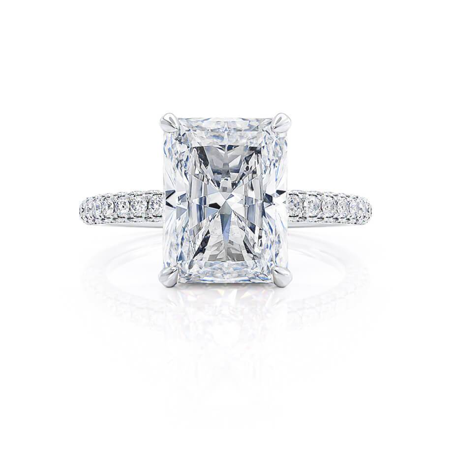 1.80 CT Radiant Shaped Moissanite Hidden Halo Engagement Ring