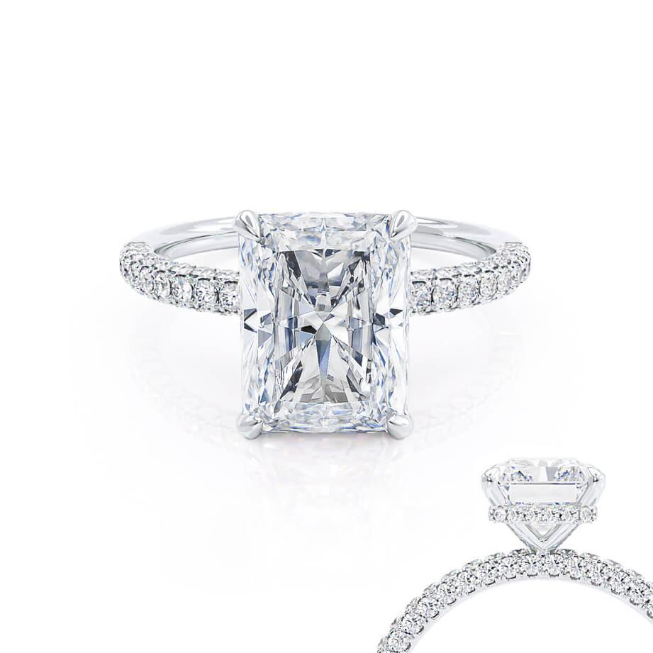 1.80 CT Radiant Shaped Moissanite Hidden Halo Engagement Ring