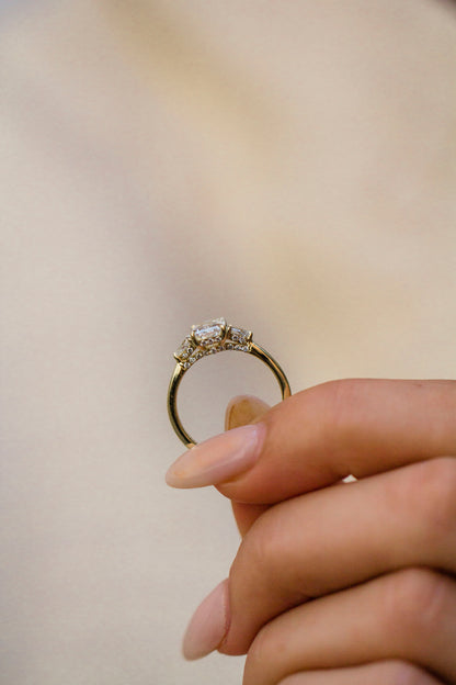 Radiant Lab Grown Diamond Three Stone Engagement Ring