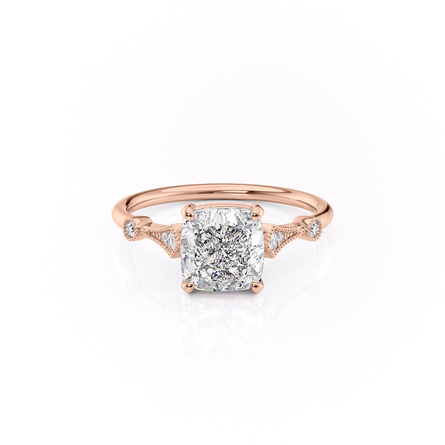 2.15 CT Cushion Cut Milgrain Vintage Style Engagement Ring
