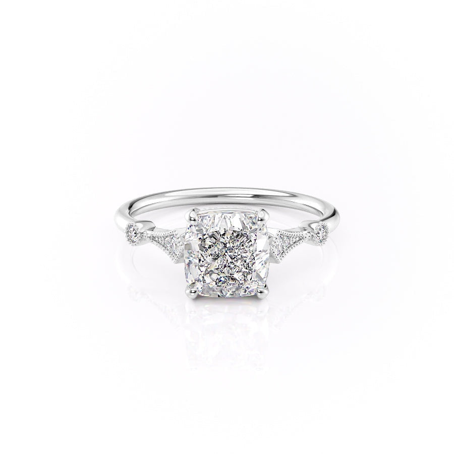2.15 CT Cushion Cut Milgrain Vintage Style Engagement Ring