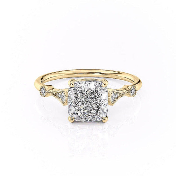 2.15 CT Cushion Cut Milgrain Vintage Style Engagement Ring