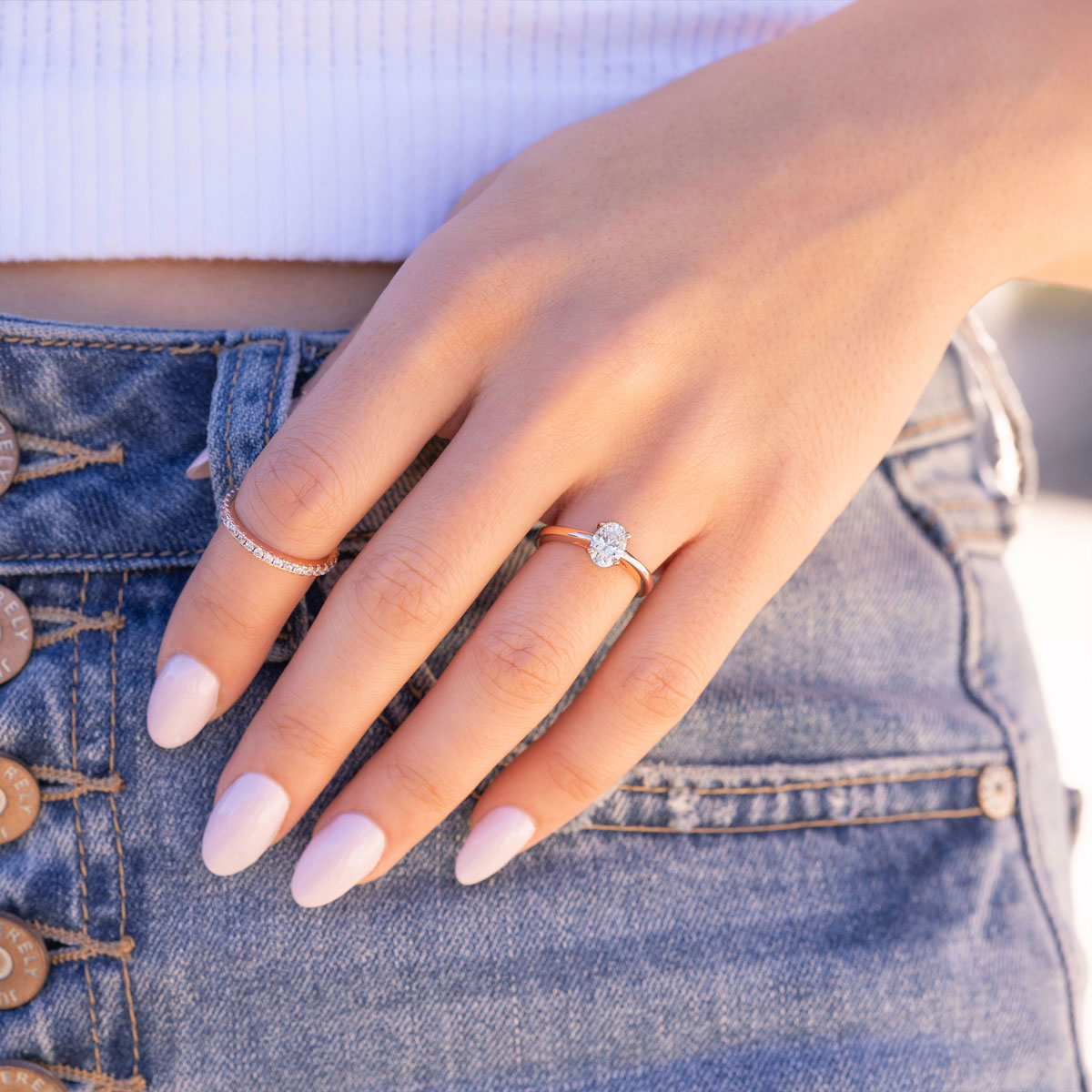 1.33 CT Oval Cut Solitaire Moissanite Engagement Ring