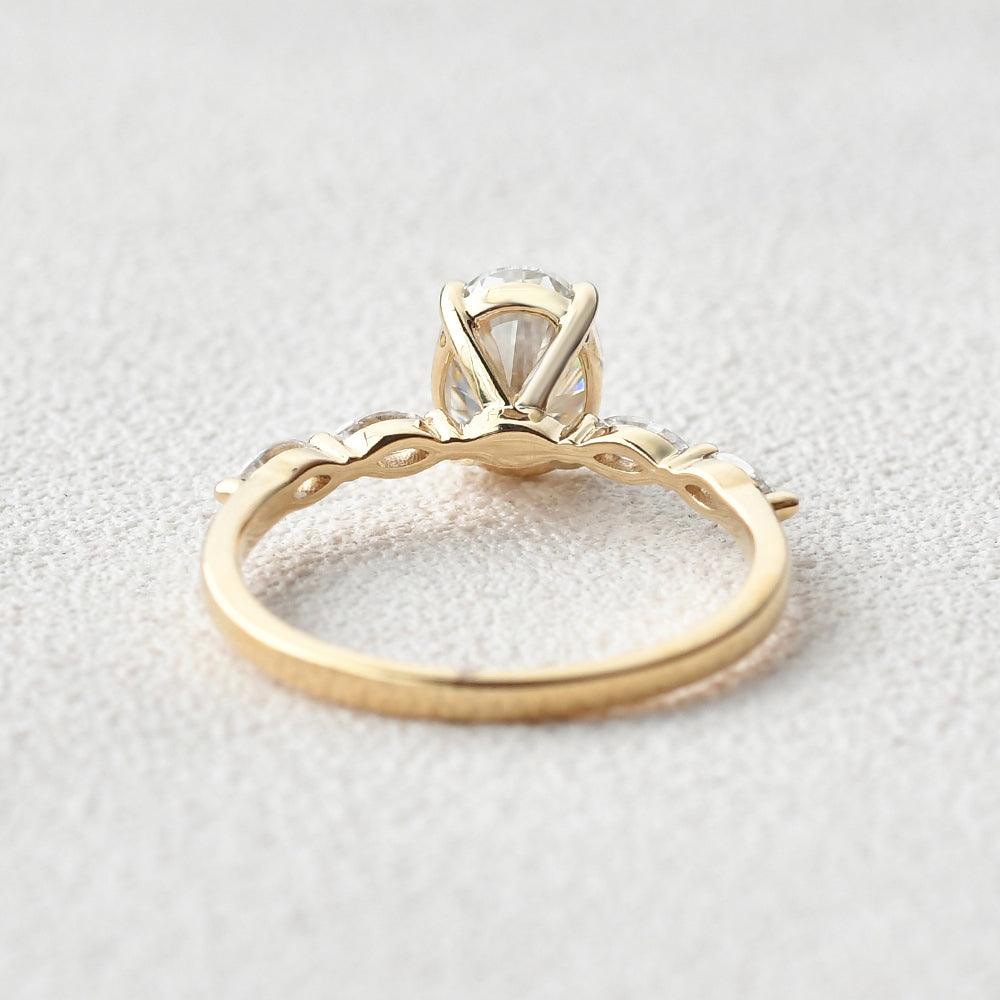 1.33 CT Oval Cut Solitaire Pave Moissanite Engagement Ring