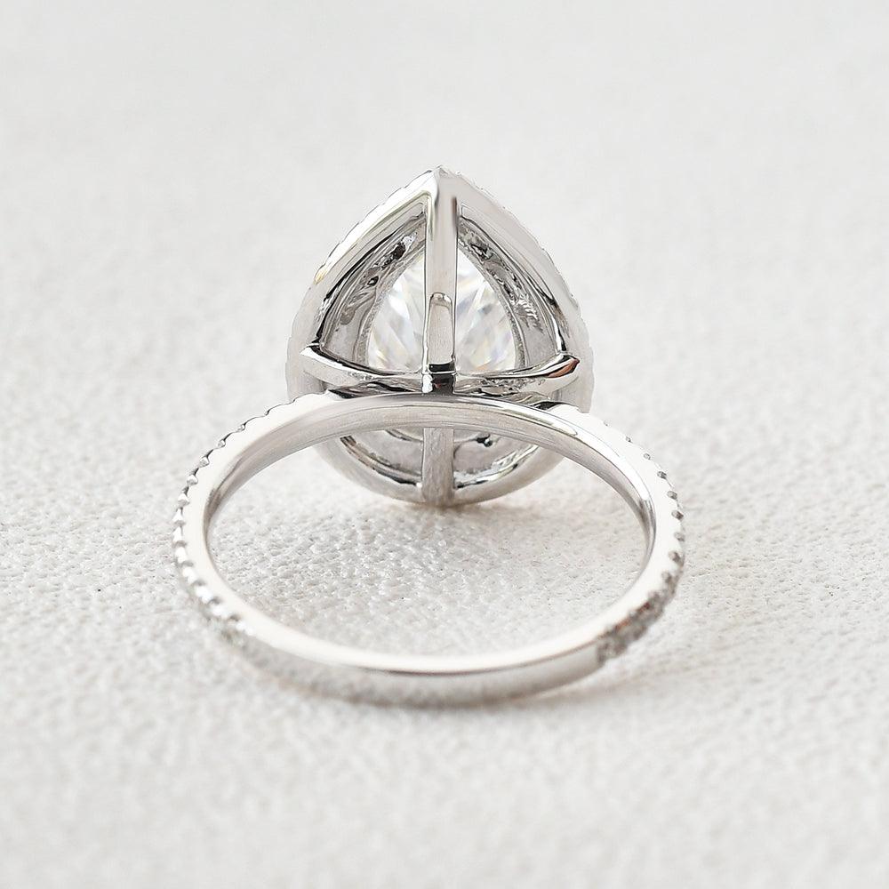 1.33 CT Pear Double Halo Pave Moissanite Engagement Ring