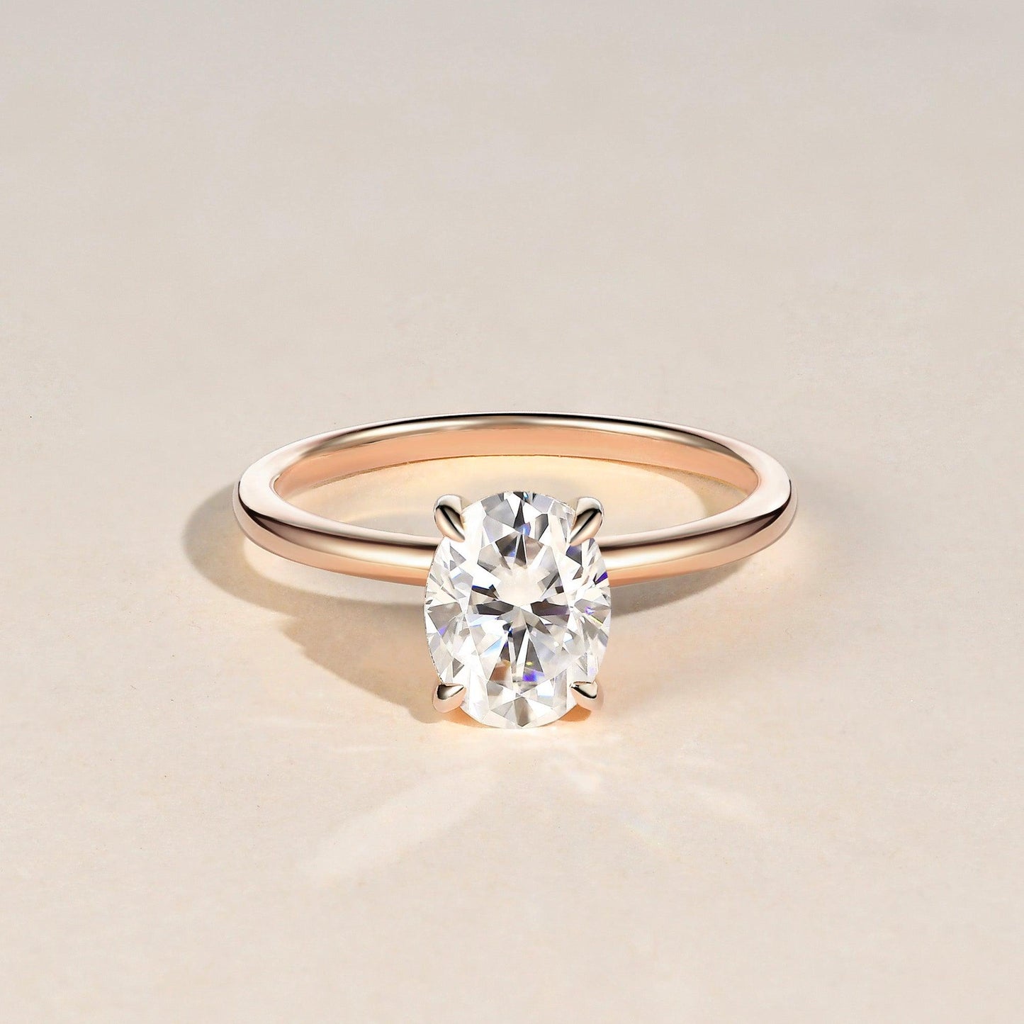 1.33 CT Oval Cut Solitaire Moissanite Engagement Ring