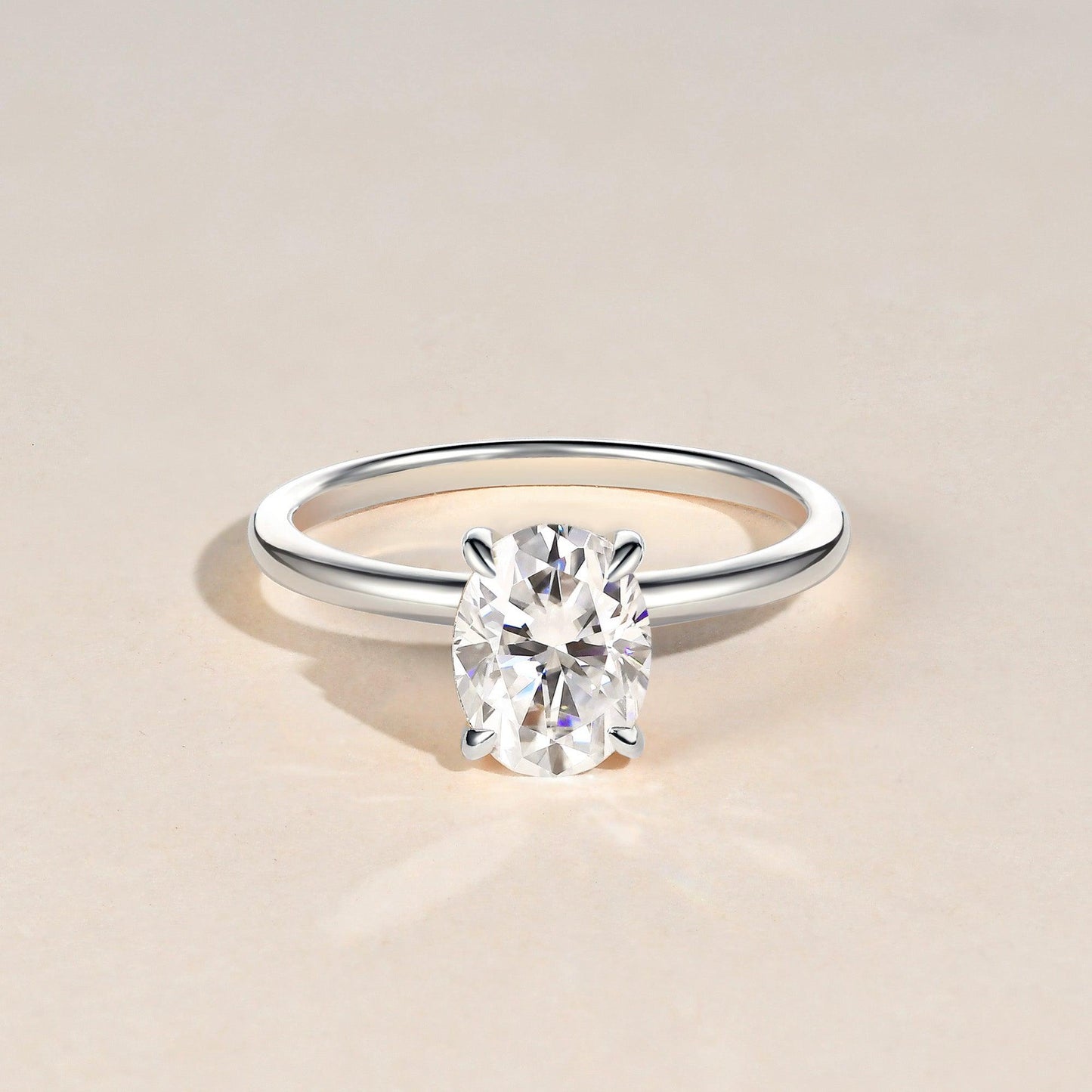 1.33 CT Oval Cut Solitaire Moissanite Engagement Ring