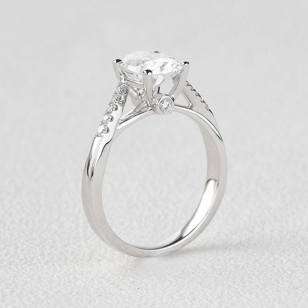 1.91 CT Oval Cut Solitaire Pave Moissanite Engagement Ring