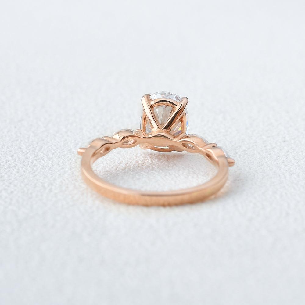 1.33 CT Oval Cut Solitaire Pave Moissanite Engagement Ring