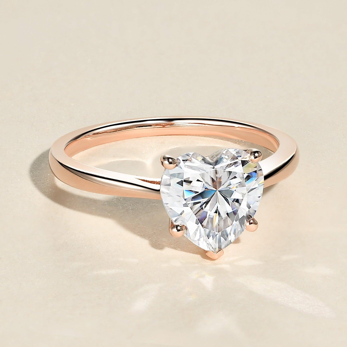 2.0 CT Heart Cut Solitaire Moissanite Engagement Ring